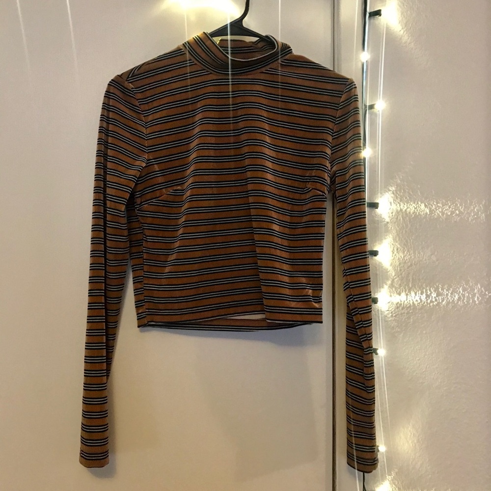 Forever 21 Long-Sleeved Velvet Crop Top size M